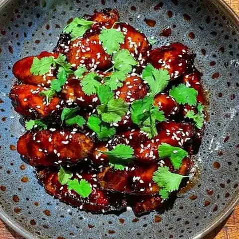 Hot honey wings on a board