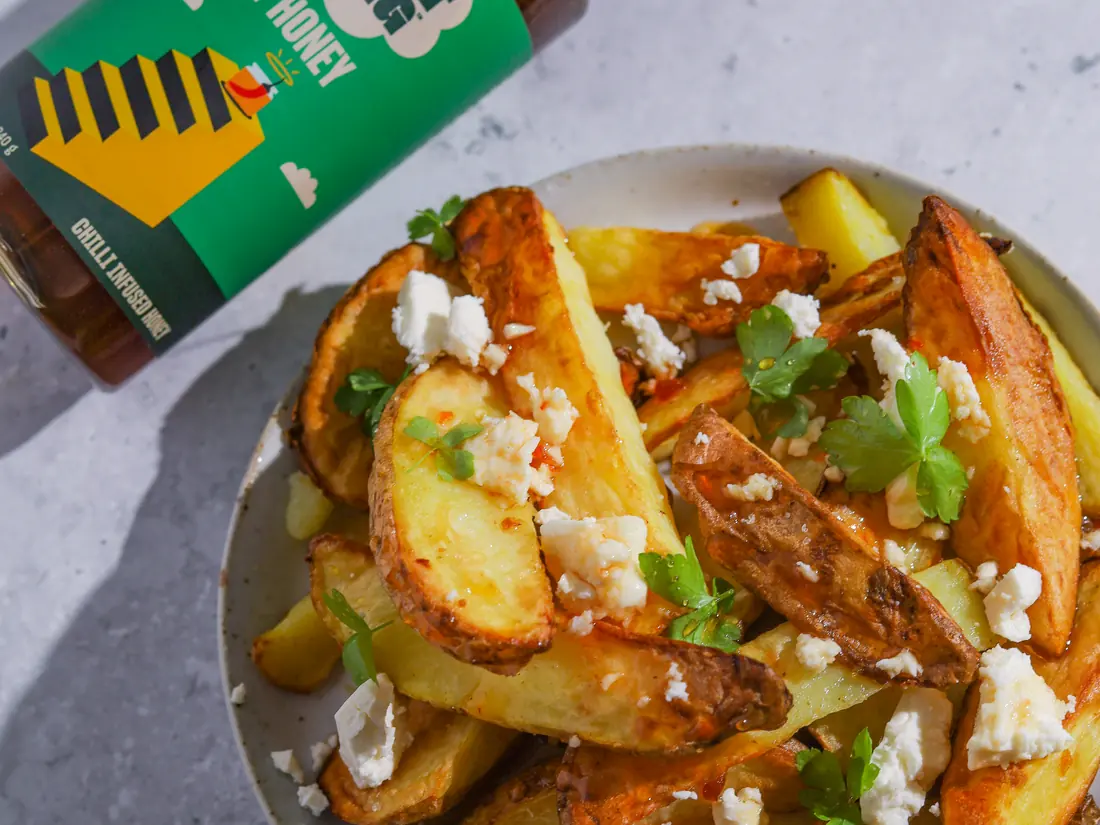 Roast Kūmara with Feta & Hot Honey
